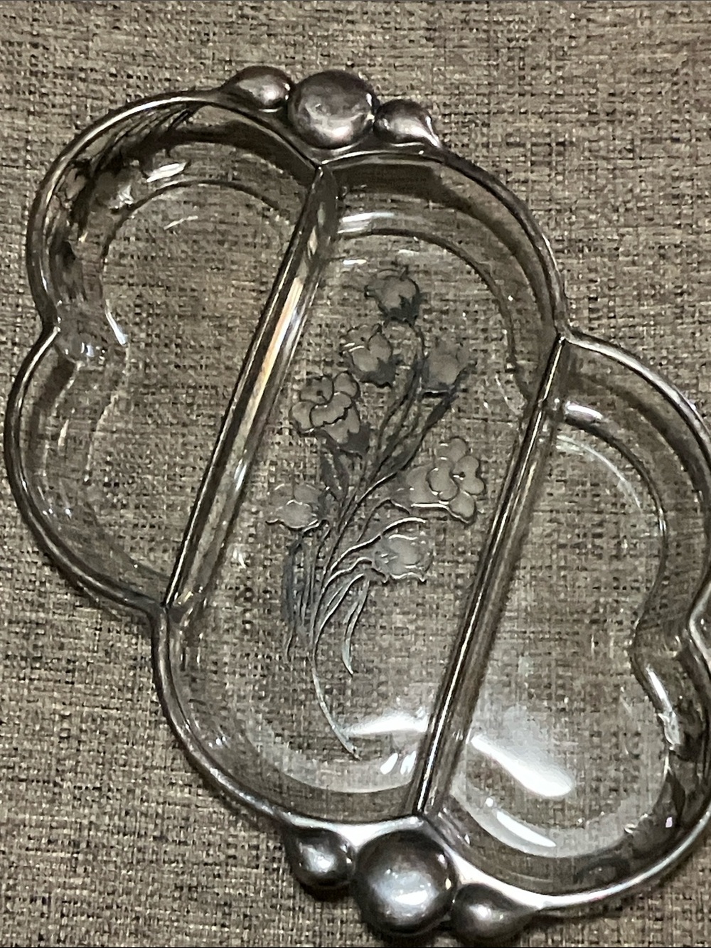 Vintage Duncan Miller Sterling Rimmed Divided Relish Dish
